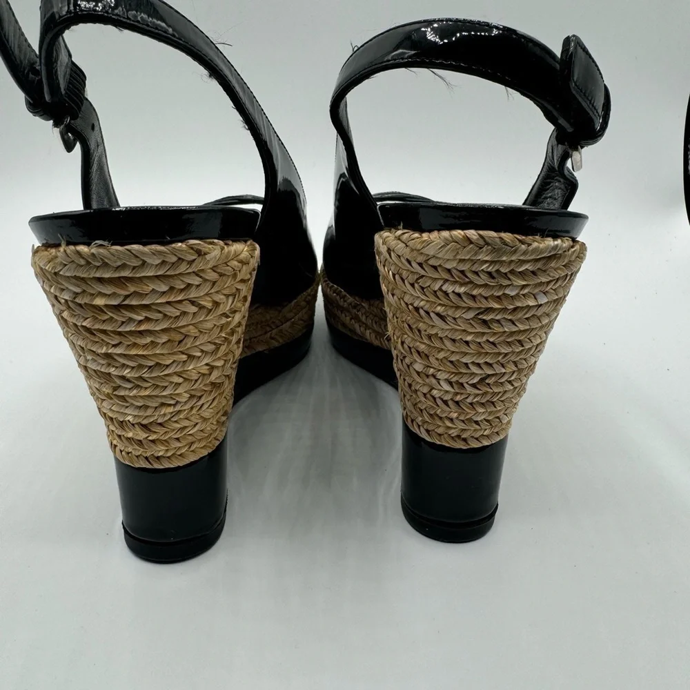 Stuart Weitzman Wedge Espadrille 5.5 Bkack patent Leather